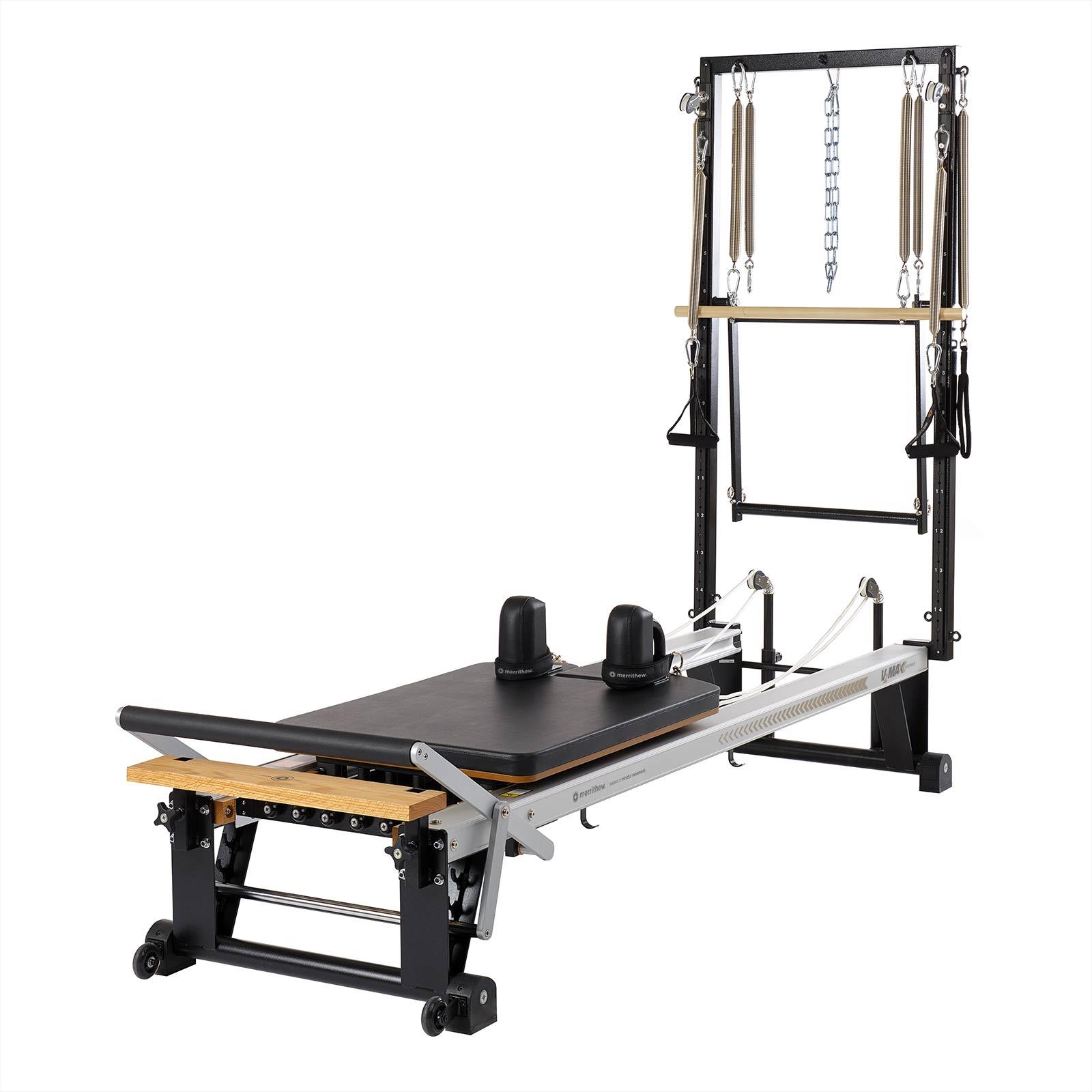 Merrithew V2 Max Plus reformer with tower on a white background