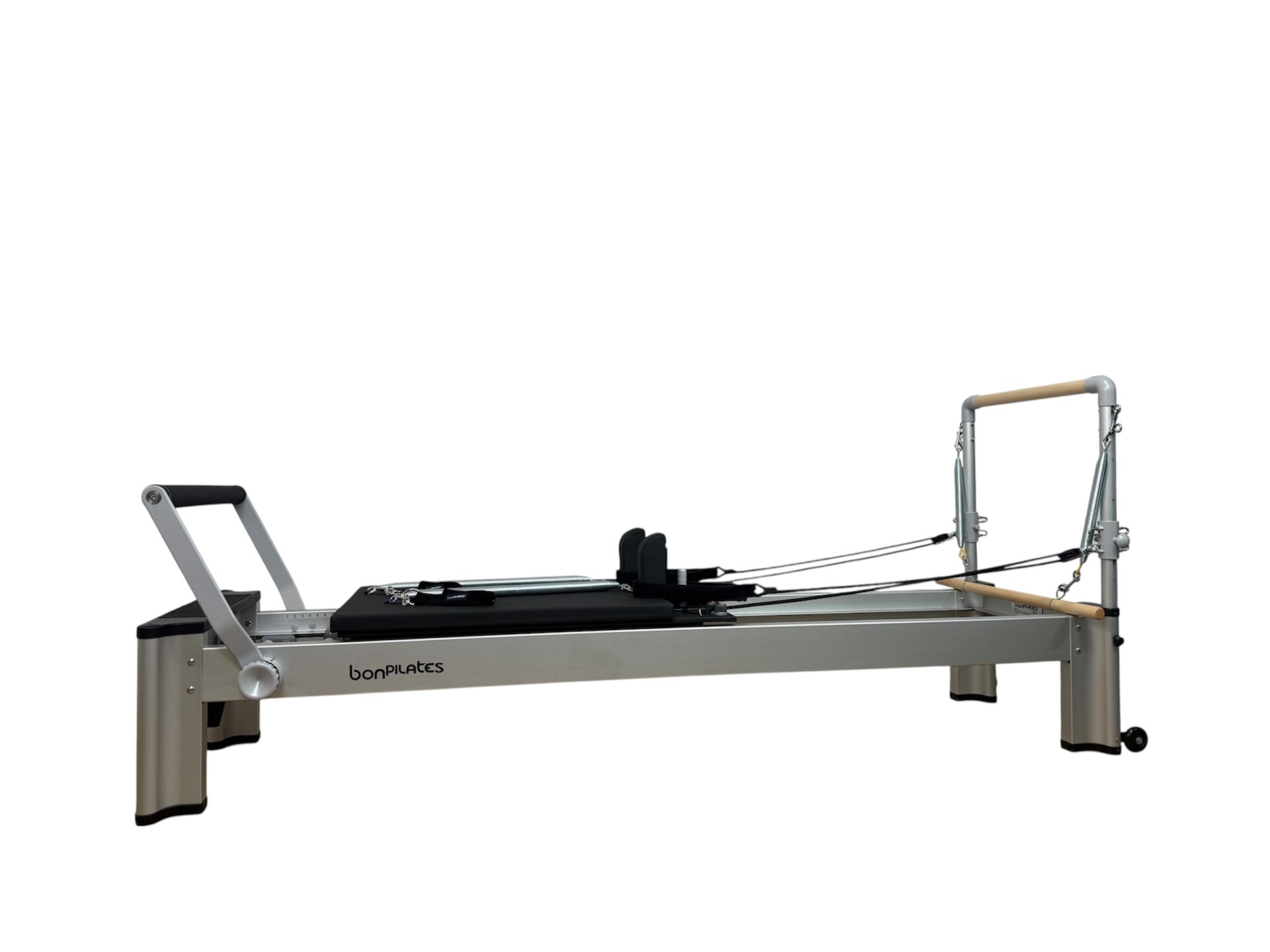 BON Pilates aluminum reformer with tower on a white background